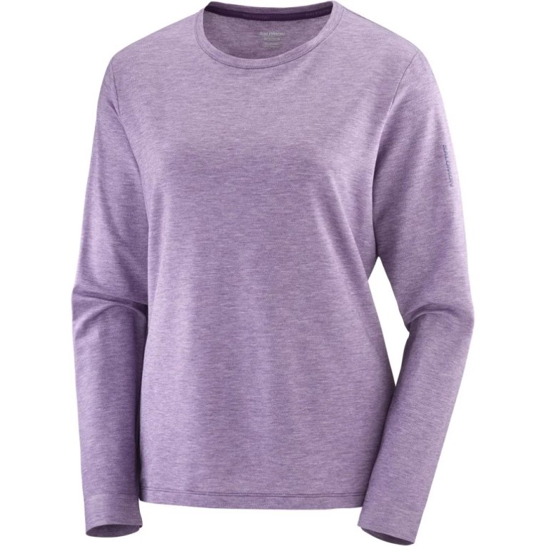 Camiseta Salomon Essential Tencel Long Sleeve Mujer Lavanda | MX PYNJ538